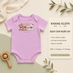 Body Chip sơ sinh ngắn tay cài nút tiện lợi màu hồng