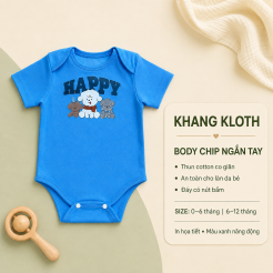Body Chip sơ sinh ngắn tay cài nút tiện lợi màu xanh dương