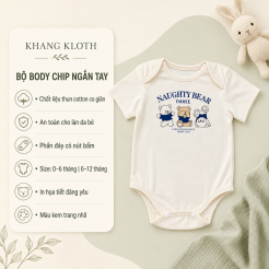 Body Chip sơ sinh ngắn tay cài nút tiện lợi màu kem