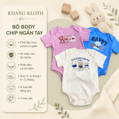 Body Chip sơ sinh ngắn tay cài nút tiện lợi 3 màu
